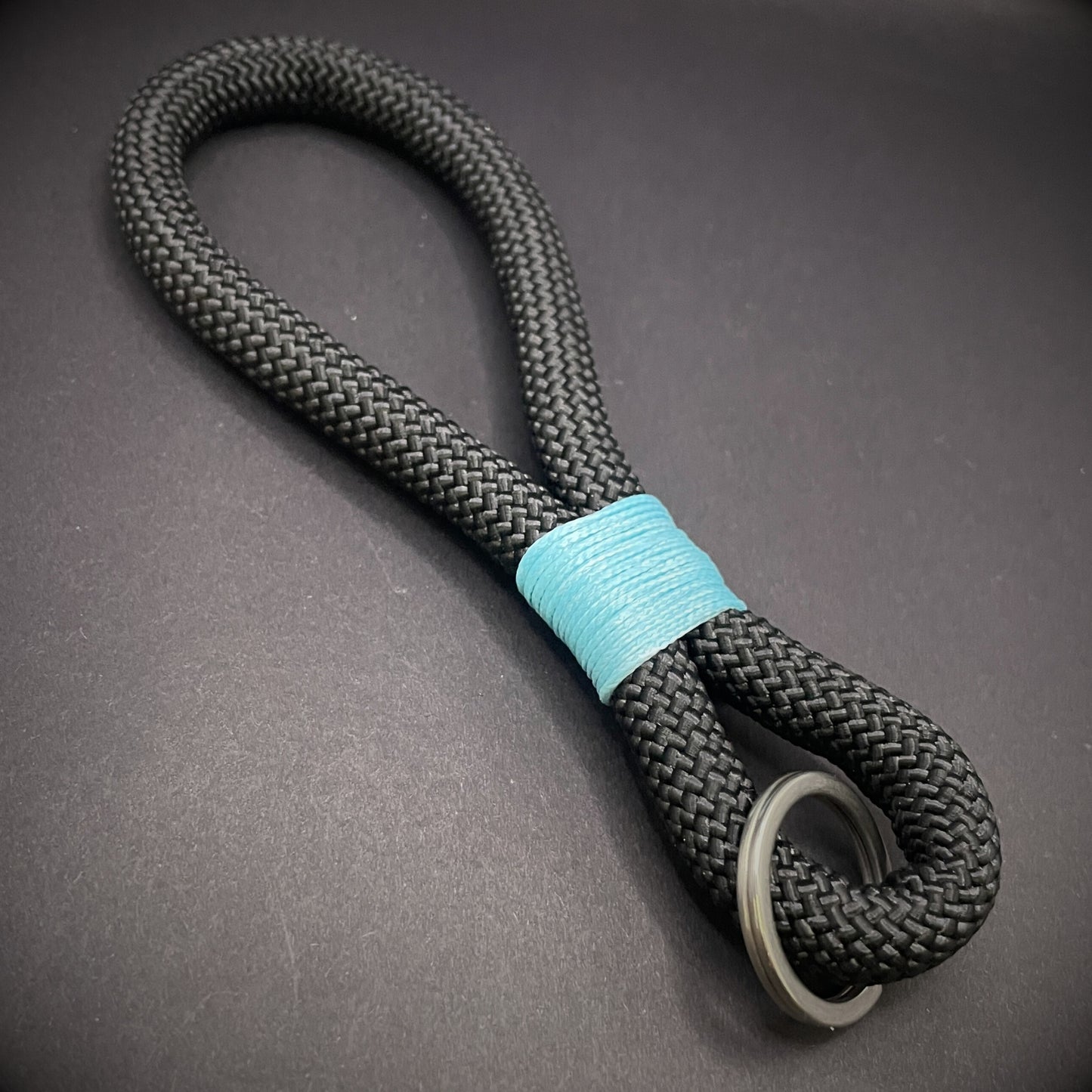 10mm Rope Keychain with Waxed Cotton Wrap and Stainless Steel Split Ring