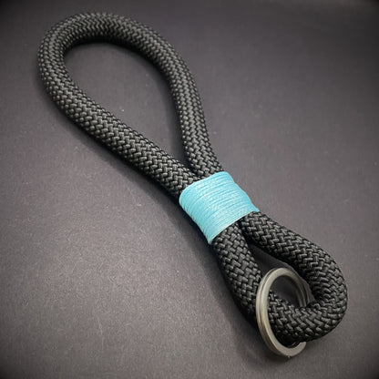 10mm Rope Keychain with Waxed Cotton Wrap and Stainless Steel Split Ring