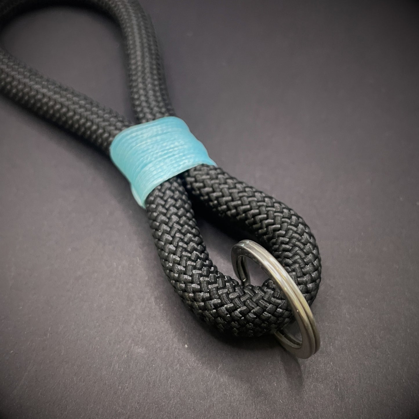 10mm Rope Keychain with Waxed Cotton Wrap and Stainless Steel Split Ring