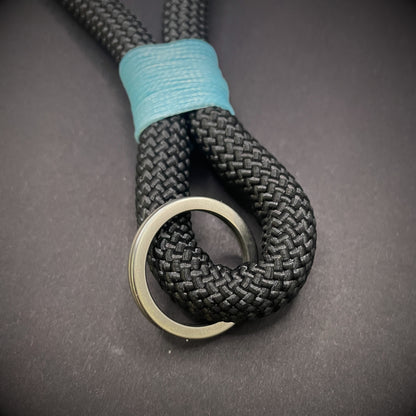 10mm Rope Keychain with Waxed Cotton Wrap and Stainless Steel Split Ring