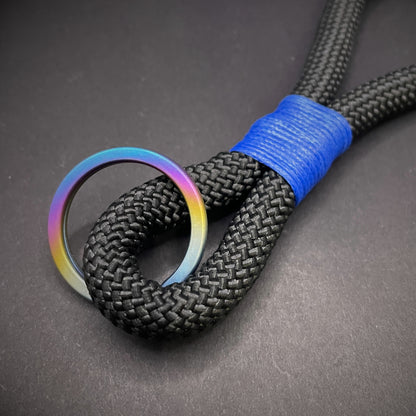 10mm Rope Keychain with Waxed Cotton Wrap and Titanium Split Ring
