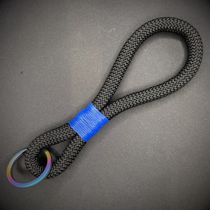 10mm Rope Keychain with Waxed Cotton Wrap and Titanium Split Ring