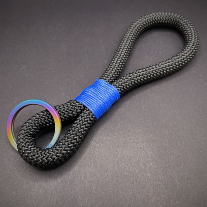 10mm Rope Keychain with Waxed Cotton Wrap and Titanium Split Ring