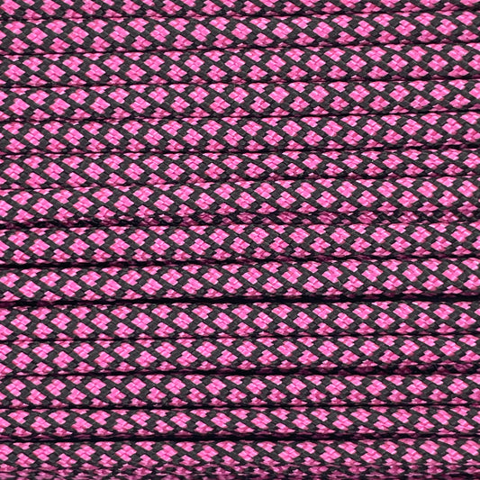 Close-up image of Pink Diamond 550 Paracord, showcasing the vibrant colour and texture of the material.