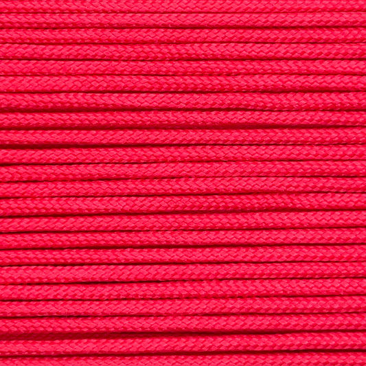 Close-up image of Red 275 Paracord, showcasing the vibrant colour and texture of the material.