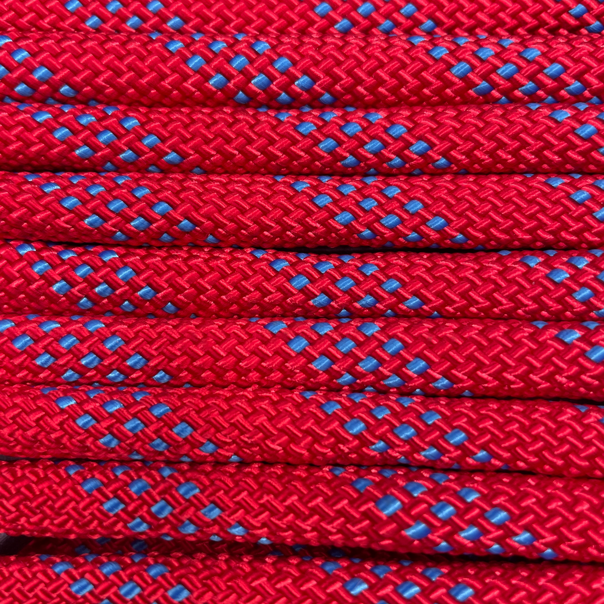 Close-up image of Red 8mm PPM Rope, showcasing the vibrant colour and texture of the material.