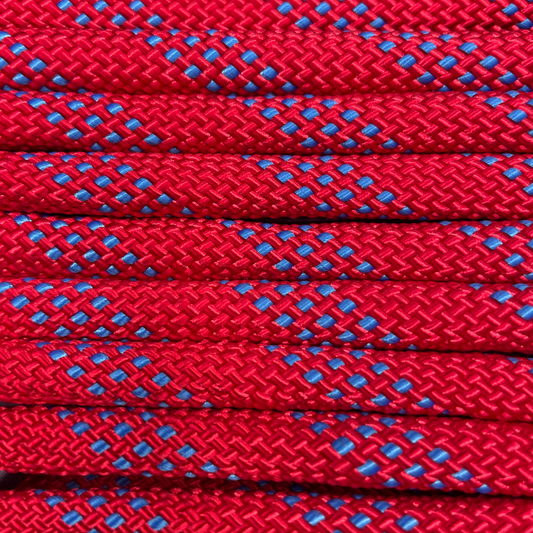 Close-up image of Red 8mm PPM Rope, showcasing the vibrant colour and texture of the material.
